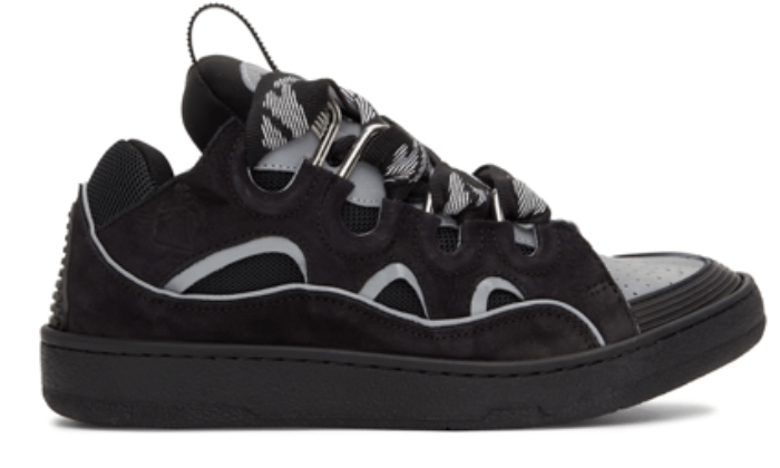 Curb Trainers In Black Leather
