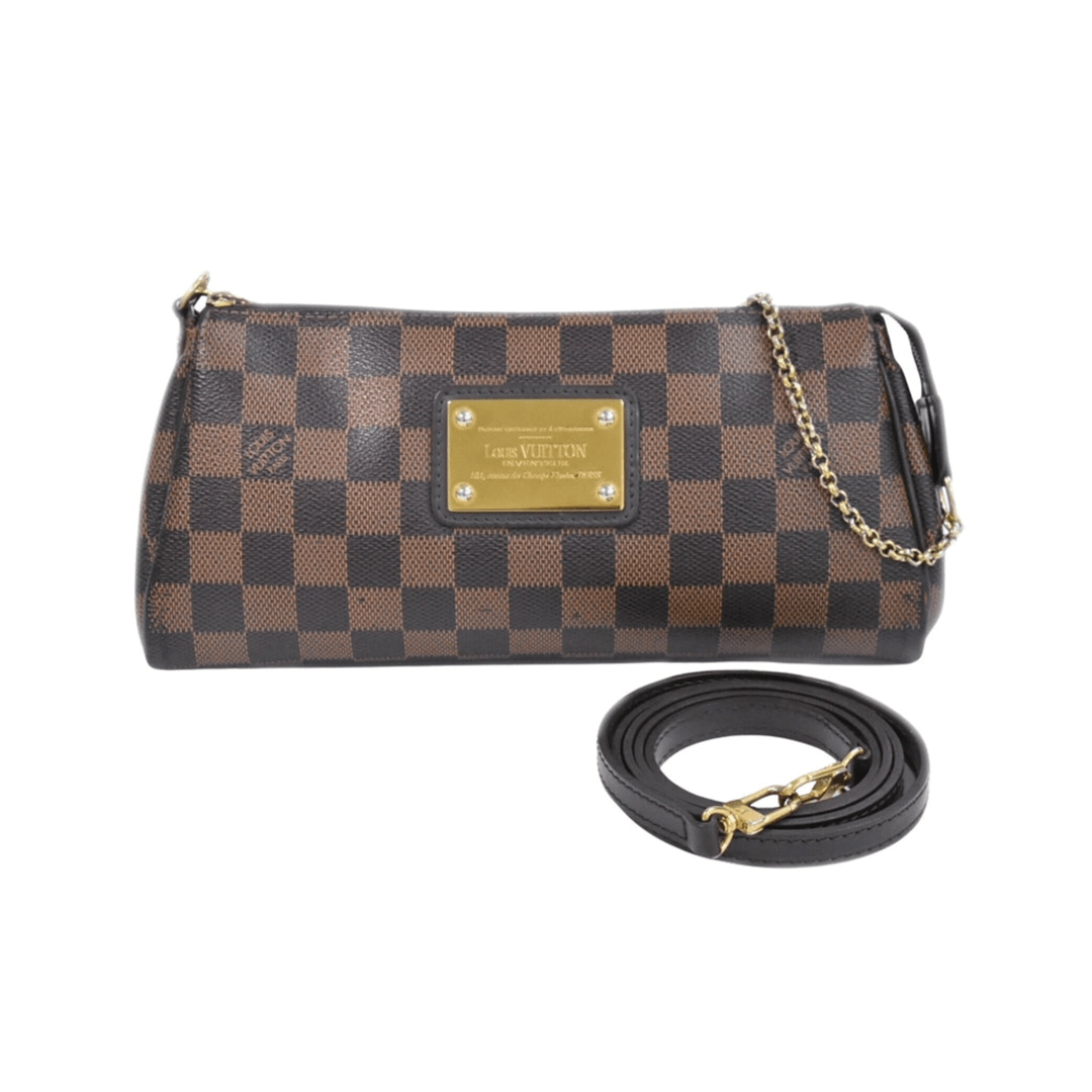 BORSA A TRACOLLA EVA IN TELA DAMIER MARRONE ED EBANO