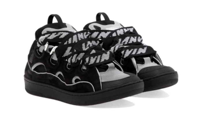 Curb Trainers In Black Leather