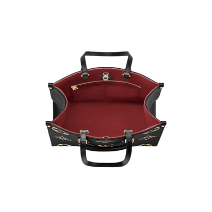 BORSA ONTHEGO MM NERO BEIGE IN PELLE EMPREINTE MONOGRAM BICOLOR