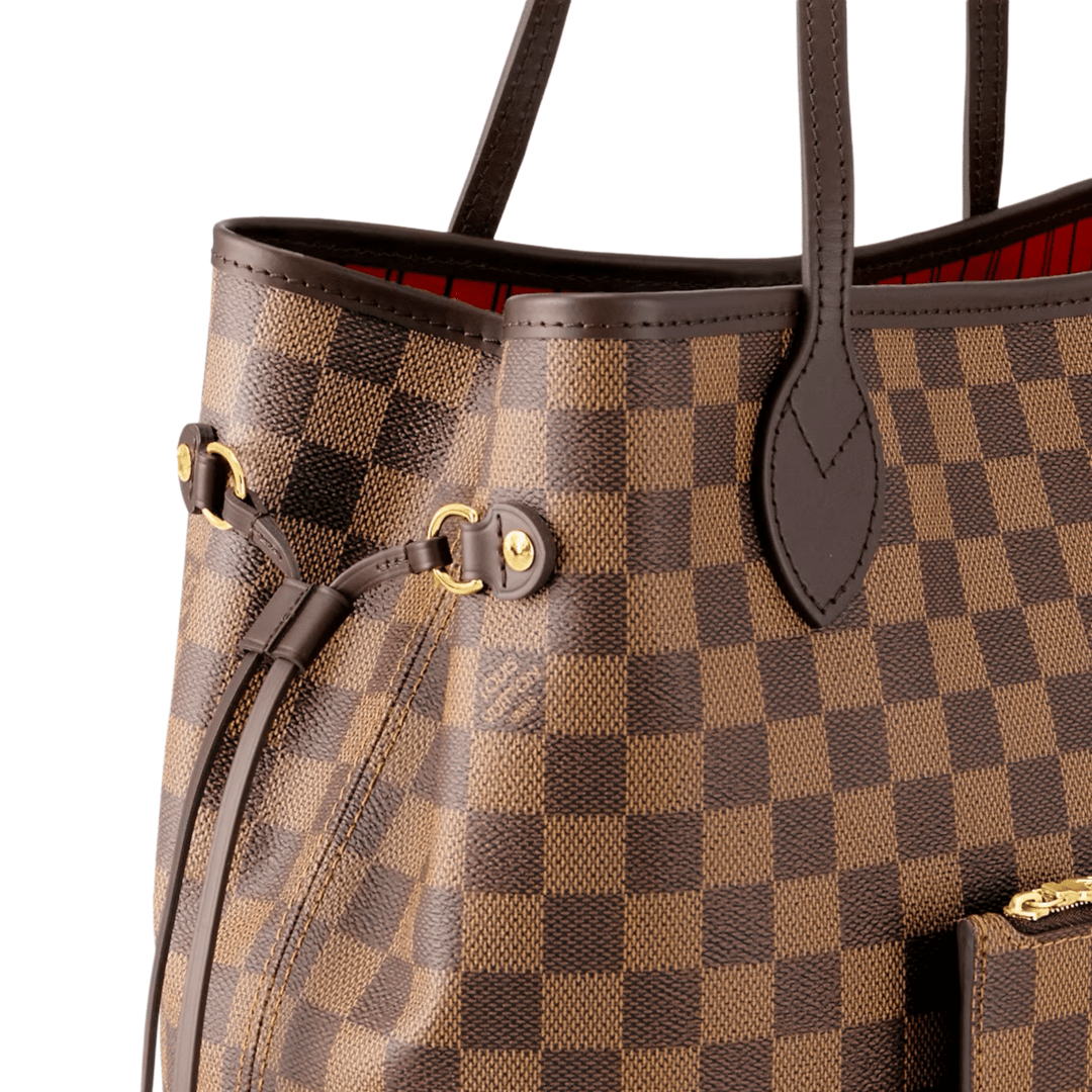 BORSA NEVERFULL MM TELA DAMIER ÉBÈNE ROSSO CILIEGIA
