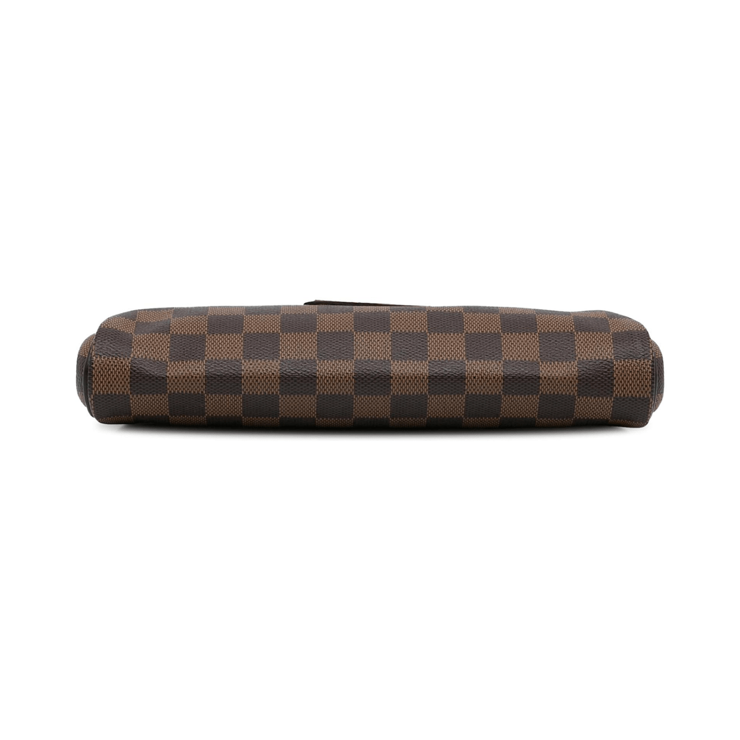 BORSA A TRACOLLA EVA IN TELA DAMIER MARRONE ED EBANO