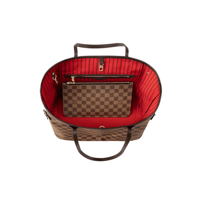 BORSA NEVERFULL MM TELA DAMIER ÉBÈNE ROSSO CILIEGIA