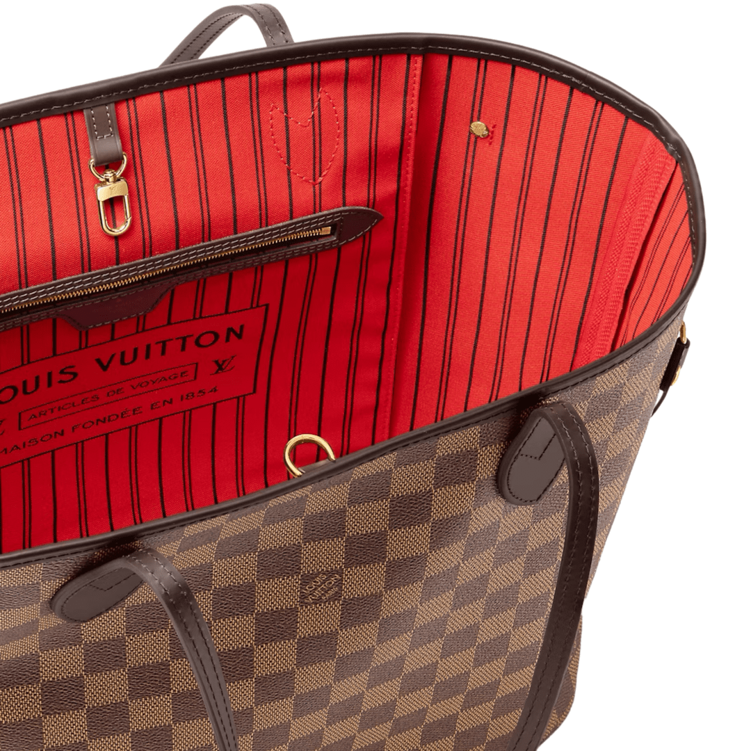 BORSA NEVERFULL MM TELA DAMIER ÉBÈNE ROSSO CILIEGIA